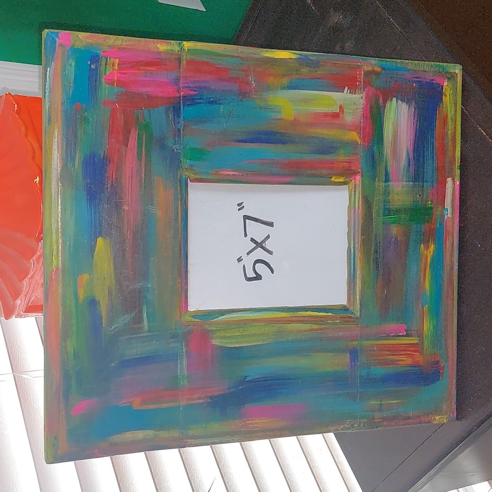Handmade and handpainted wooden picture frame